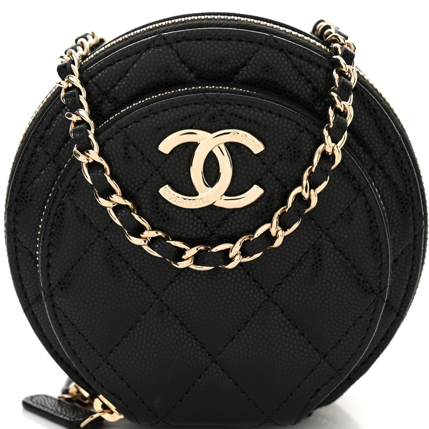 Chanel Caviar Quilted Round Coco Clutch With Chain Black 8 of 11