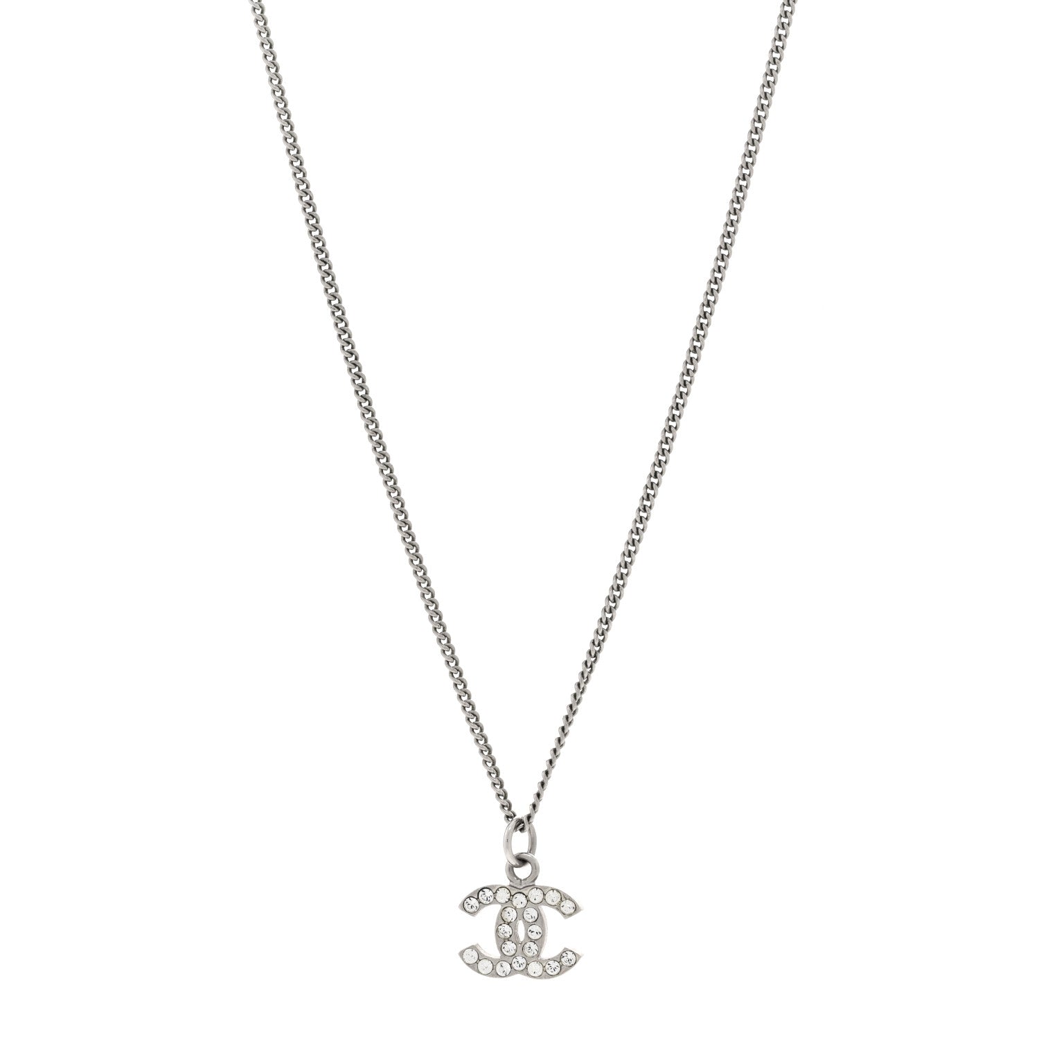 Chanel Crystal Timeless CC Necklace Silver 1 of 4