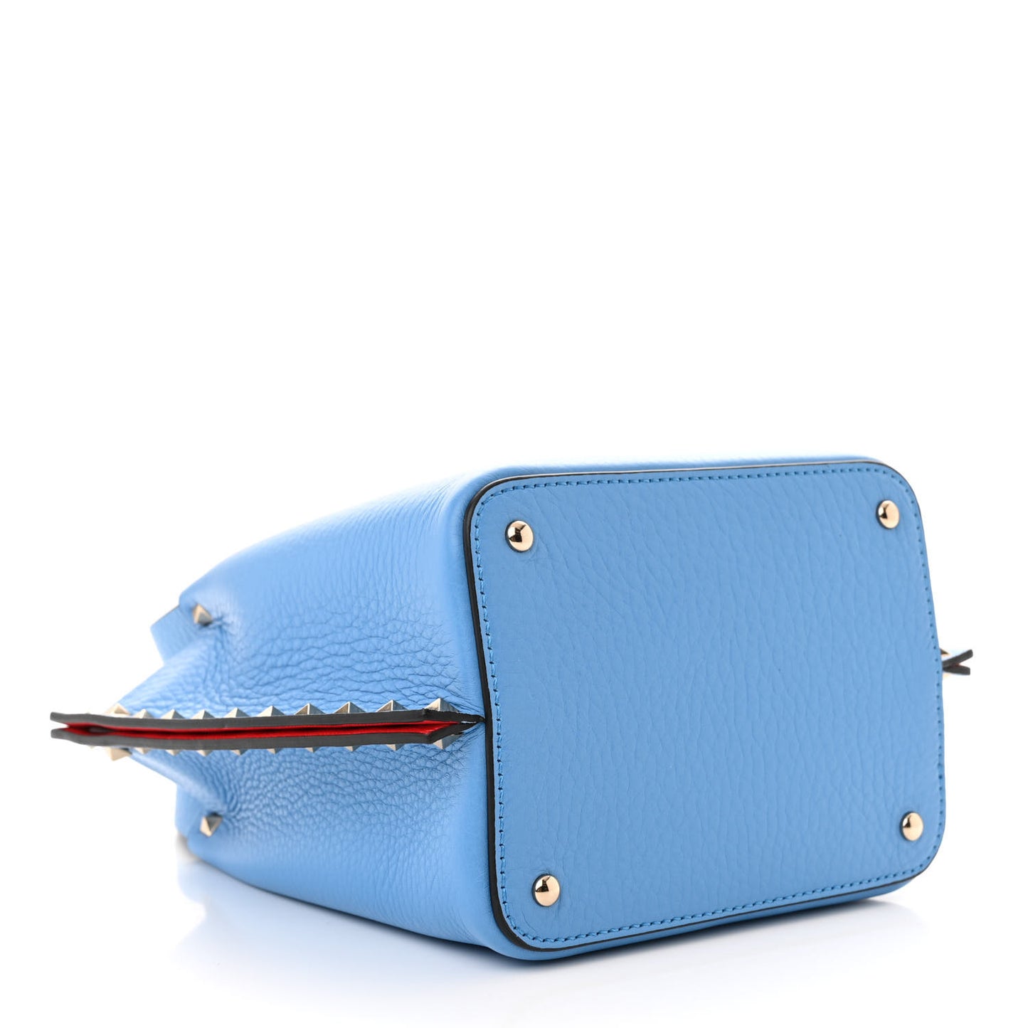 Pebbled Calfskin Small Rockstud Crossbody Tote Denim