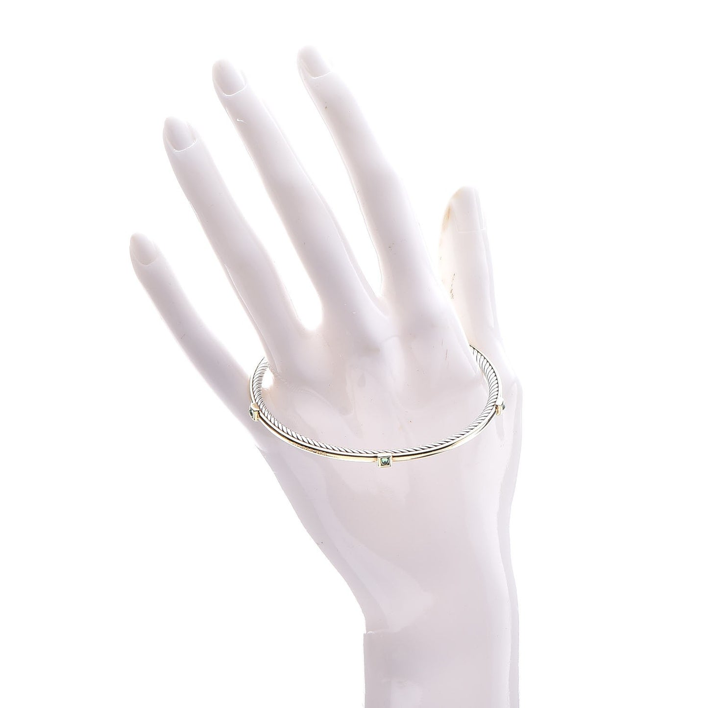 Sterling Silver 18K Yellow Gold Peridot Confetti Bangle Bracelet