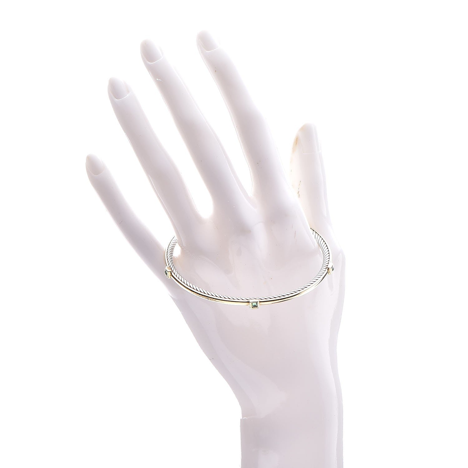 David Yurman Sterling Silver 18K Yellow Gold Peridot Confetti Bangle Bracelet 2 of 4