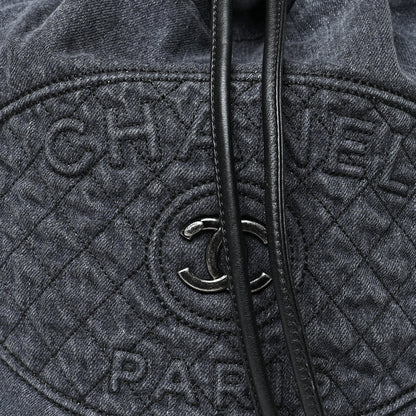 Chanel Denim Drawstring Backpack Blue 7 of 9