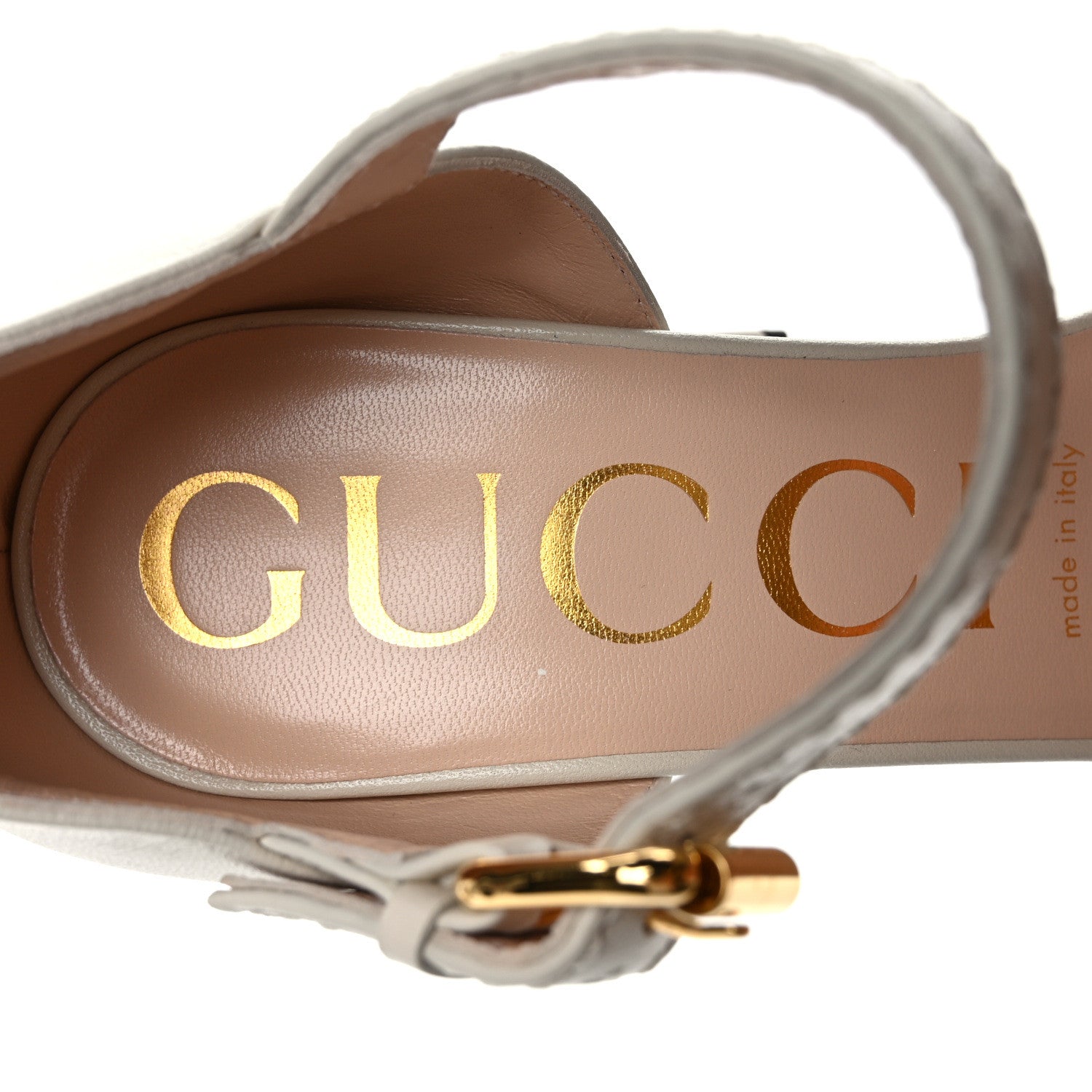 Gucci Nappa Horsebit Cross Strap 95mm Sandals 39 Mystic White 7 of 8