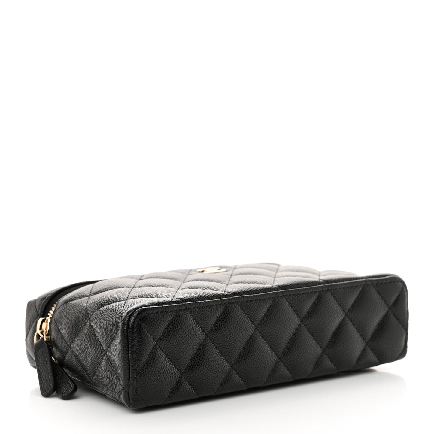 Caviar Quilted Top Handle Slim Vanity With Chain Black