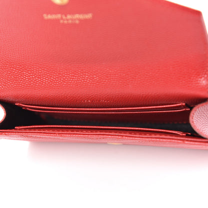 Saint Laurent Grain De Poudre Matelasse Chevron Small Monogram Envelope Wallet Rouge Eros 5 of 11