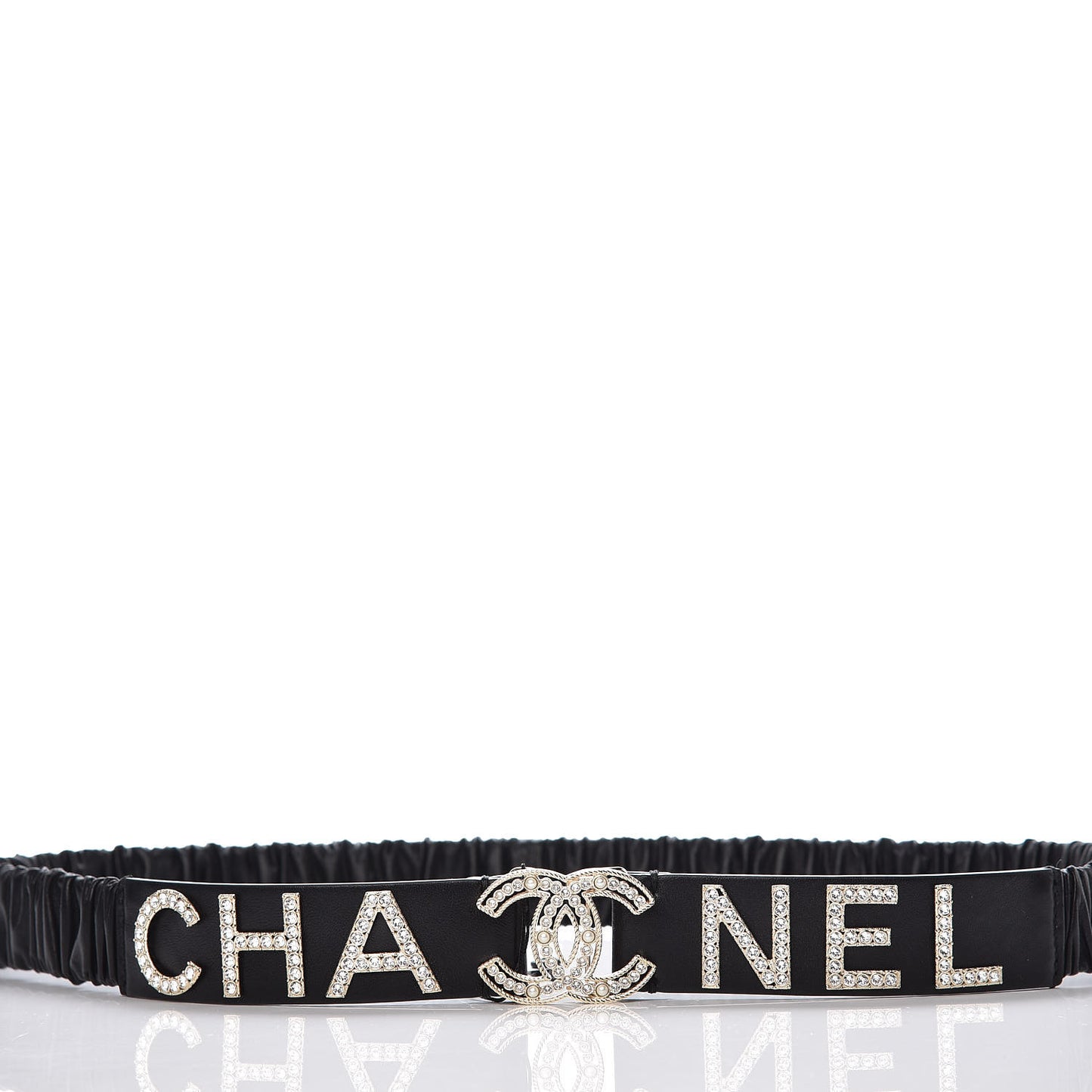Lambskin Crystal Logo Belt 90 36 Black