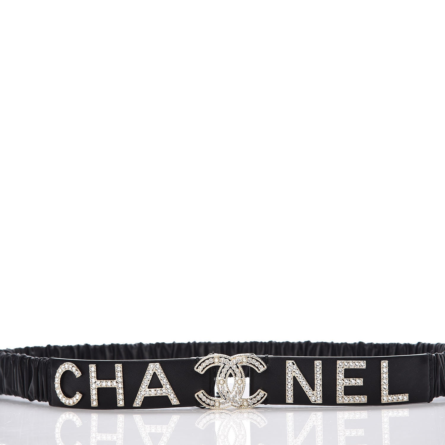 Chanel Lambskin Crystal Logo Belt 90 36 Black 5 of 7