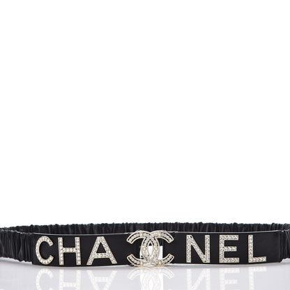 Chanel Lambskin Crystal Logo Belt 90 36 Black 5 of 7