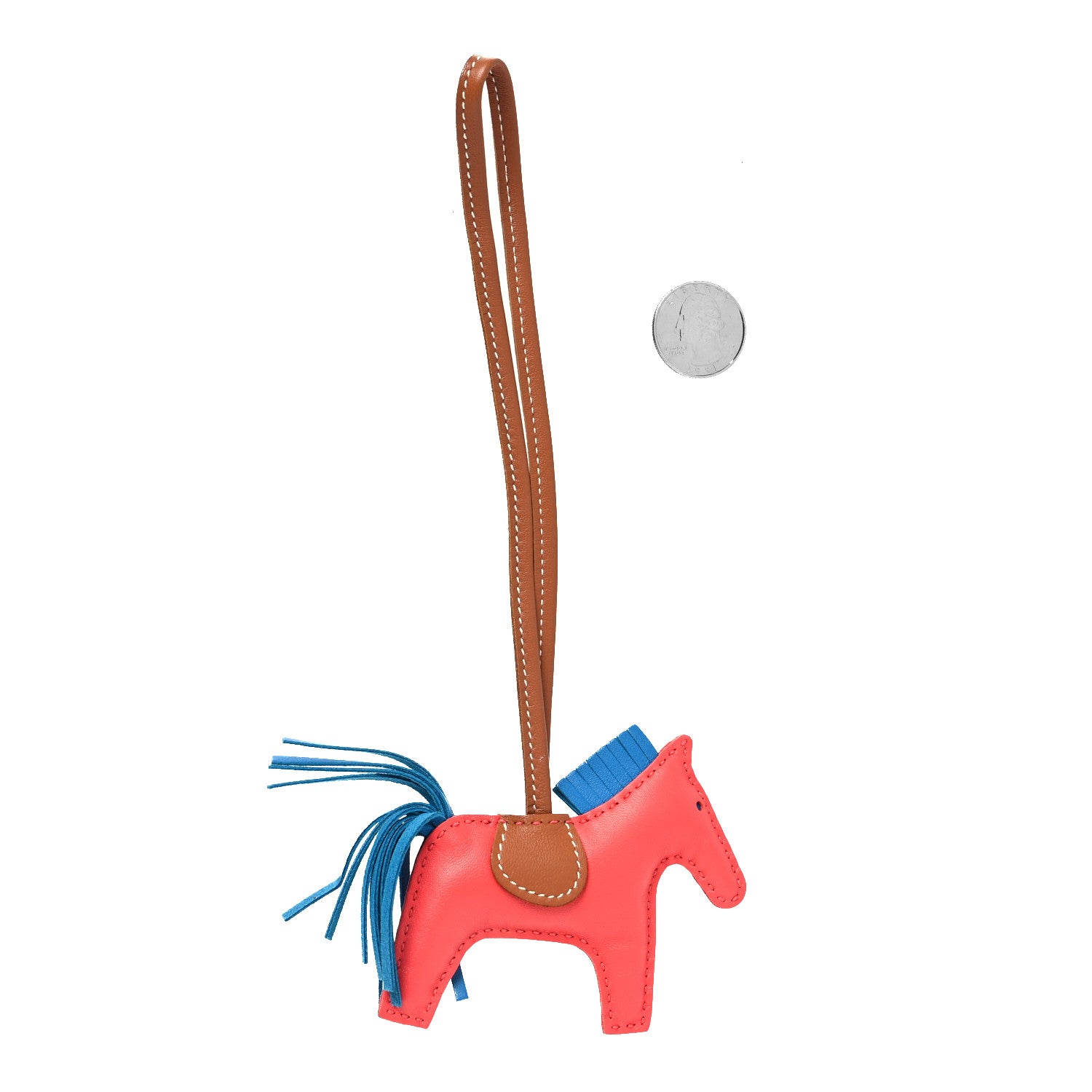 Hermes Milo Lambskin Grigri Rodeo Horse Bag Charm PM Rose Texas Bleu Zanzibar Gold 2 of 3