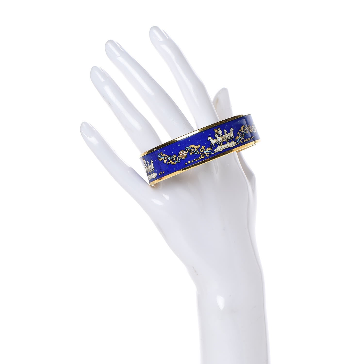 Hermes Enamel Printed Celestial Mythology Wide Bracelet 70 Bleu 2 of 6