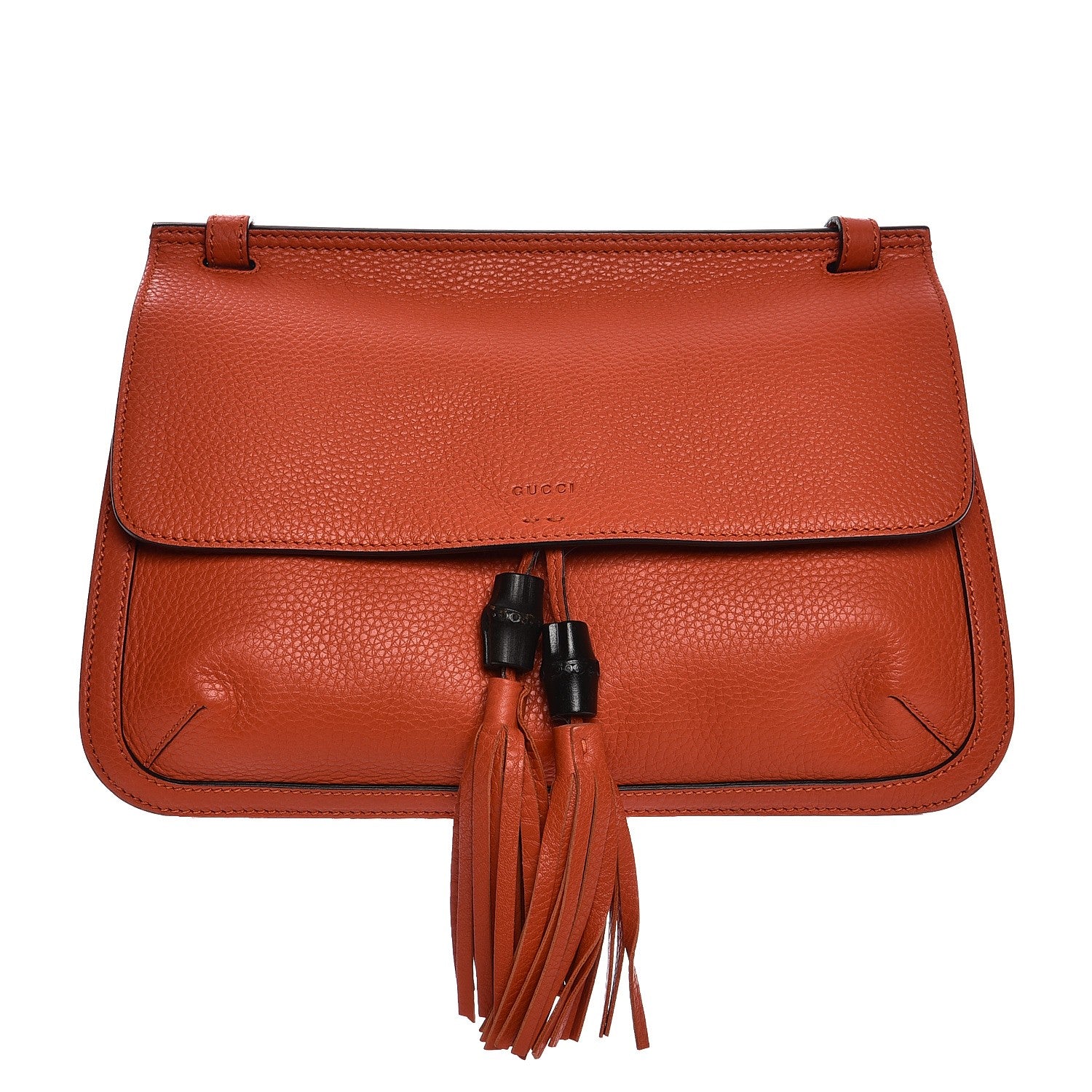 Gucci Cellarius Calfskin Medium Bamboo Daily Flap Shoulder Bag New Dark Orange 1 of 9