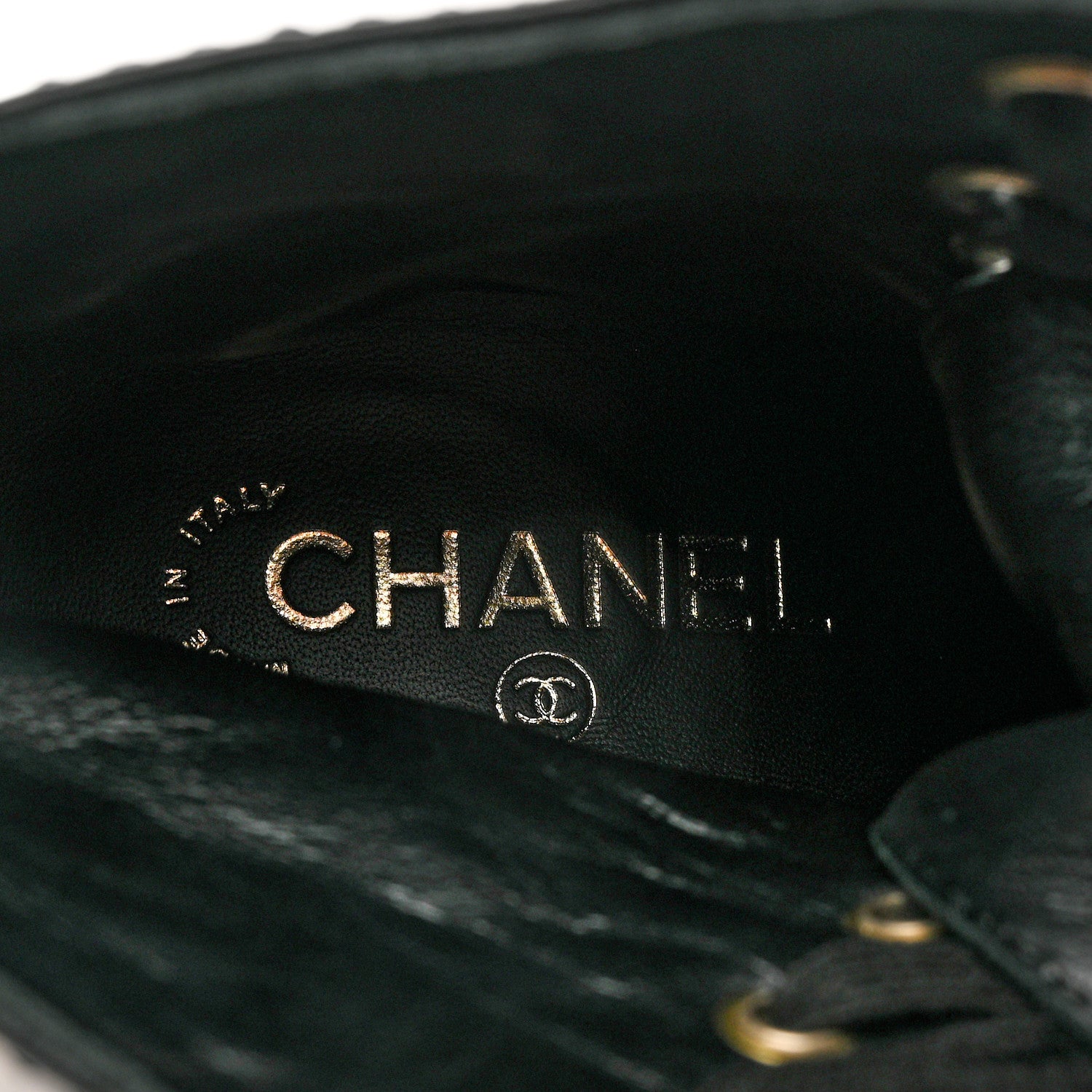 Chanel Calfskin Lace Up Combat Boots 37.5 Black 7 of 9