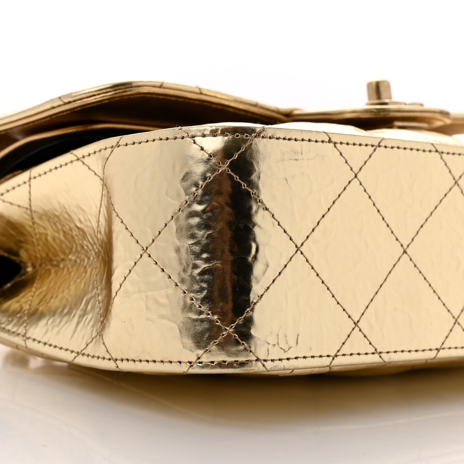Chanel Hammered Metallic Calfskin Quilted Small Double Flap Gold 9 of 11