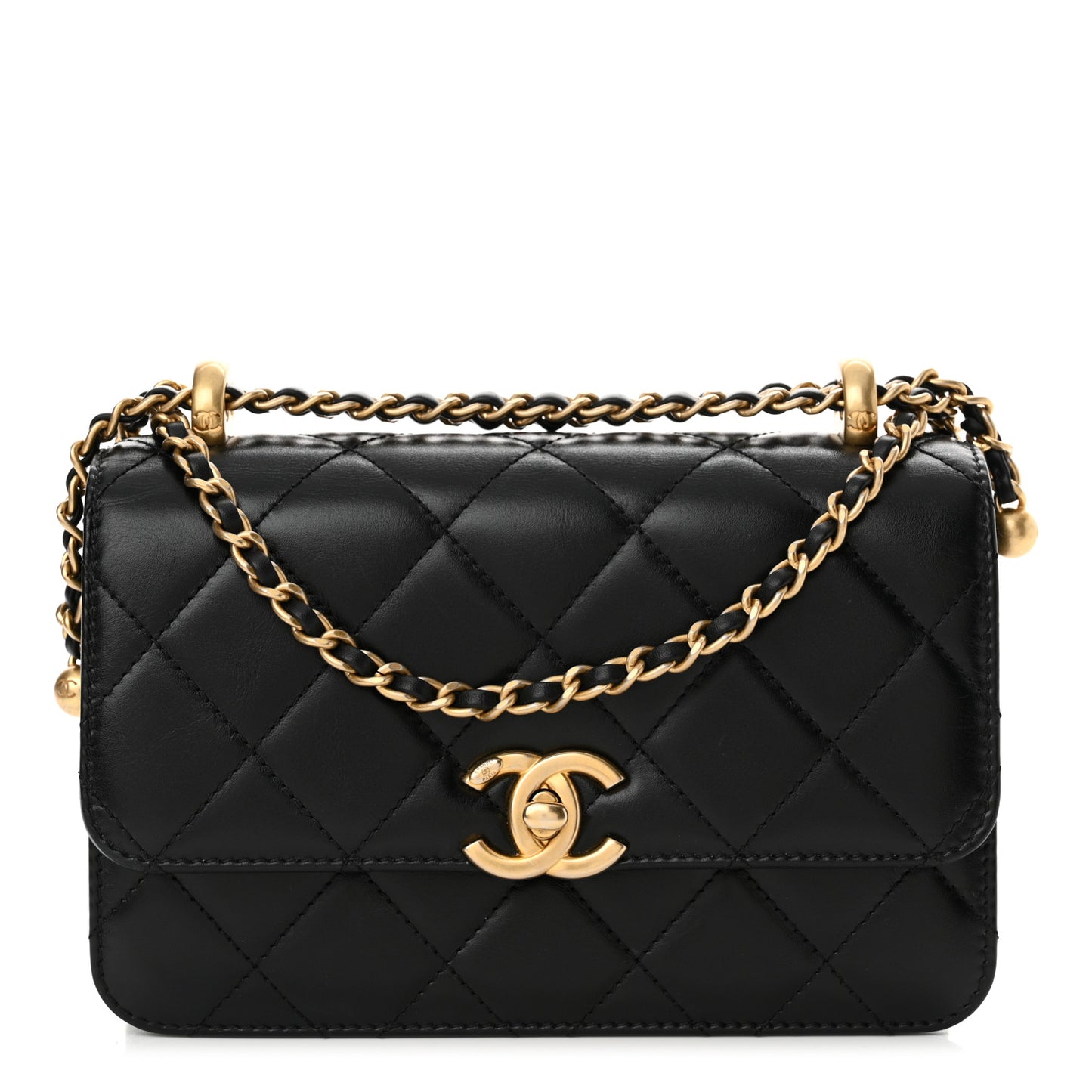 Calfskin Quilted Mini Perfect Fit Flap Black