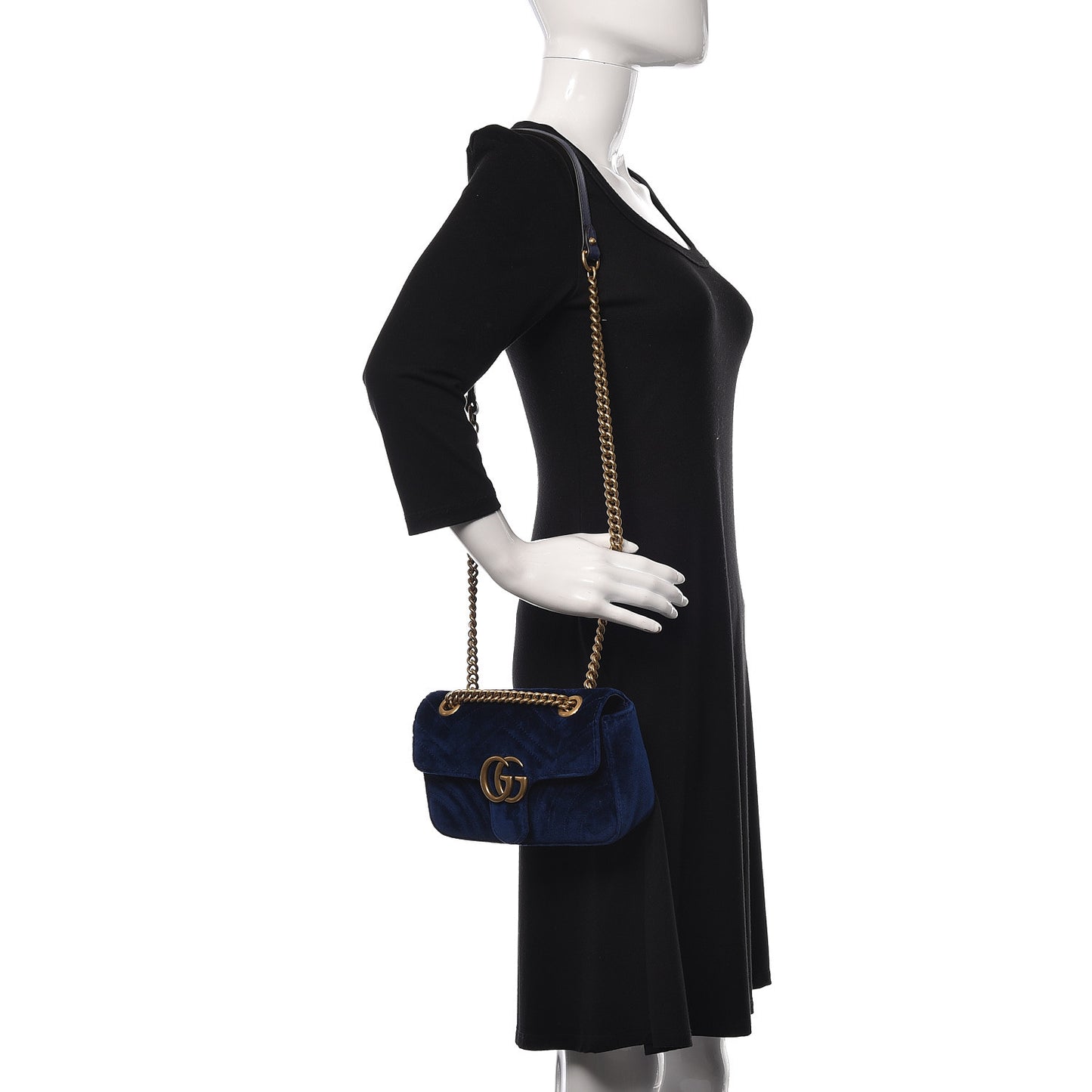 Velvet Matelasse Mini GG Marmont Shoulder Bag Cobalt Blue