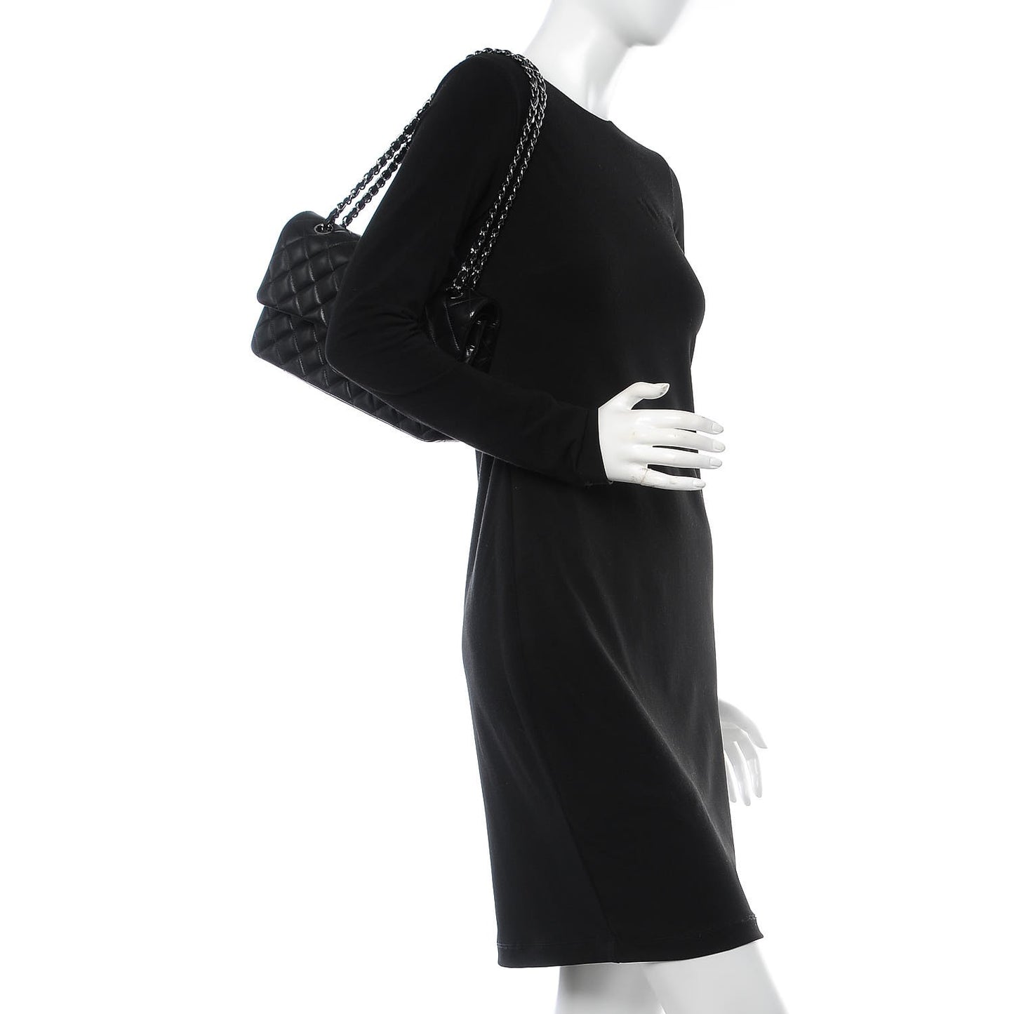 Lambskin Quilted Medium Double Flap Black