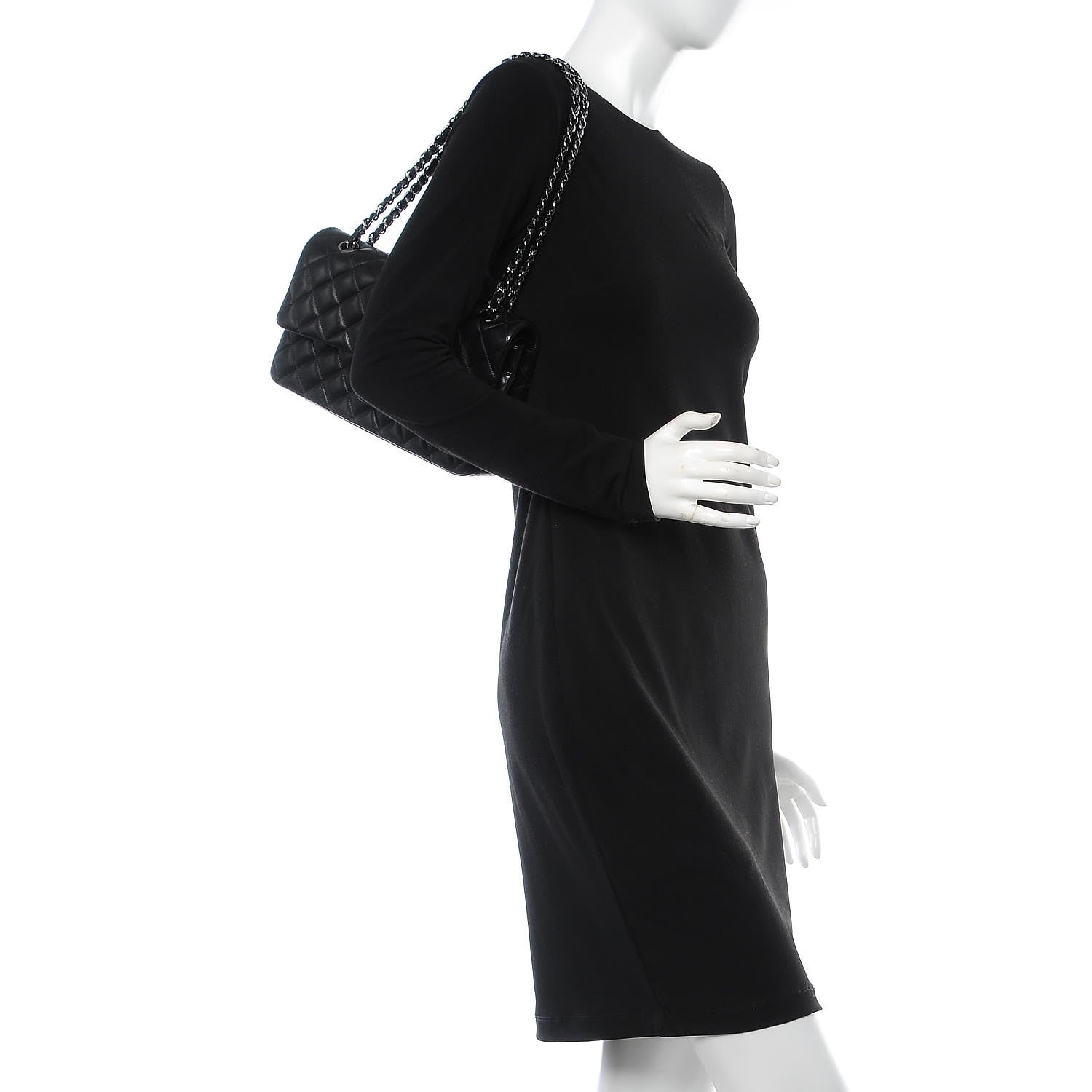 Chanel Lambskin Quilted Medium Double Flap Black 2 of 12