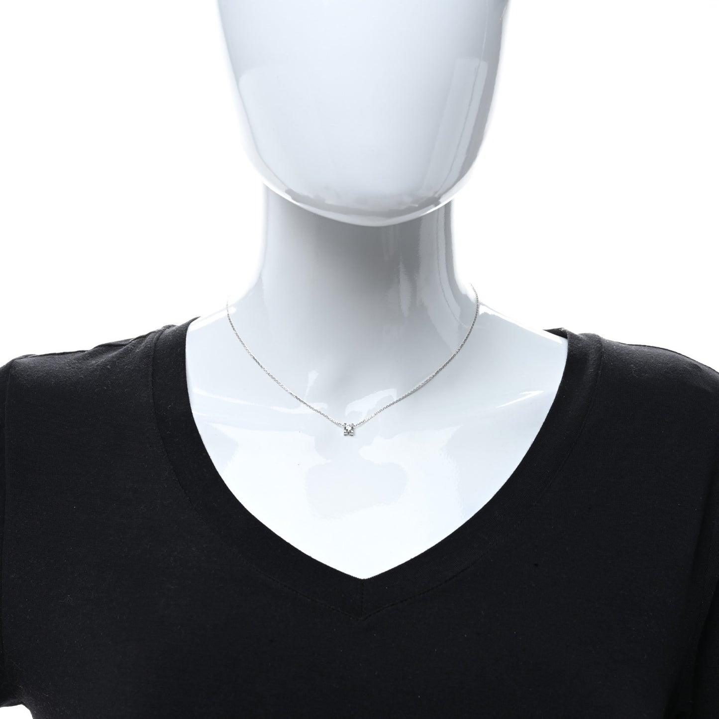 18K White Gold Diamond .32ct 1895 Solitaire Pendant Necklace
