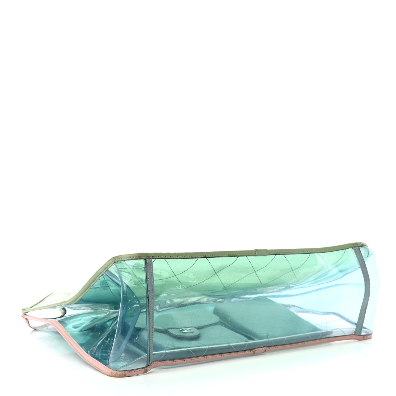 Chanel Lambskin PVC Quilted Large Coco Splash Shopping Bag Blue Green 4 of 13