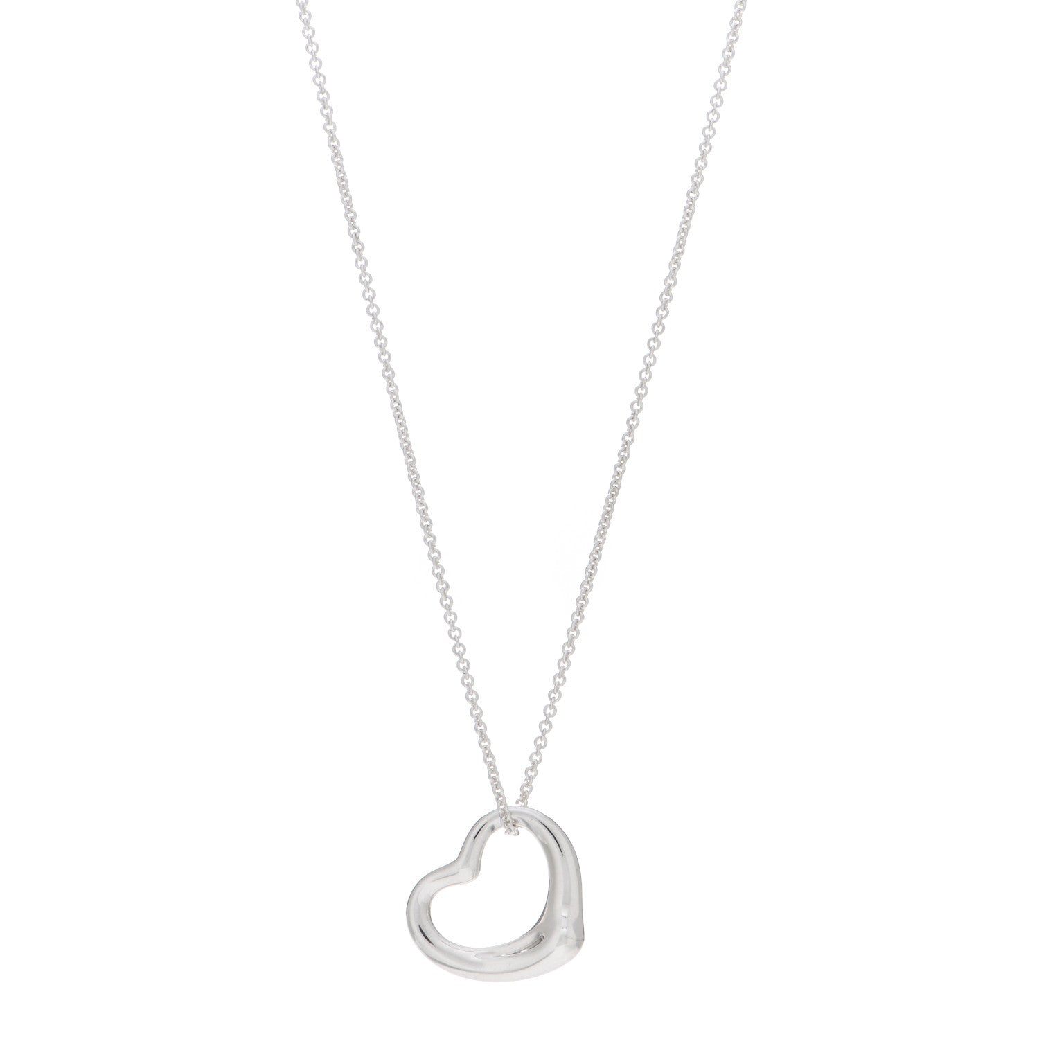 Tiffany Sterling Silver 22mm Elsa Peretti Open Heart Pendant Necklace 1 of 4