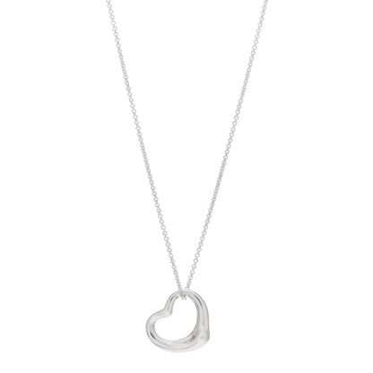Tiffany Sterling Silver 22mm Elsa Peretti Open Heart Pendant Necklace 1 of 4
