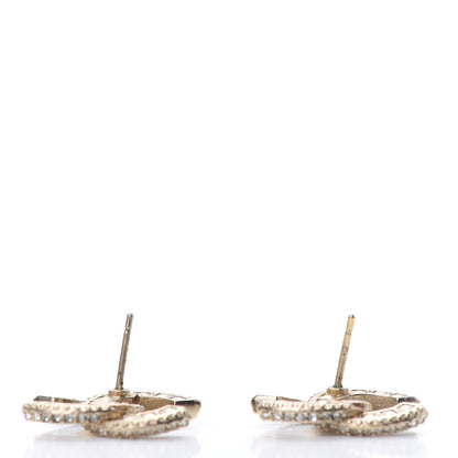 Chanel Crystal Timeless CC Earrings Light Gold 5 of 5