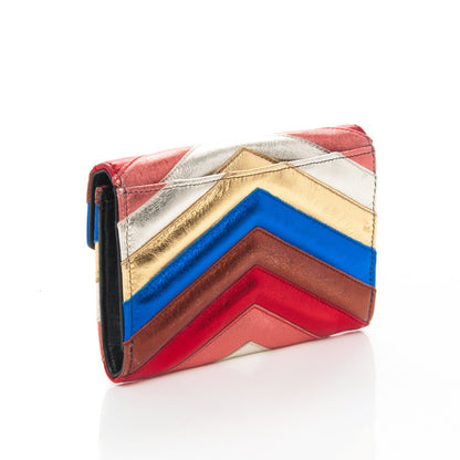 Saint Laurent Metallic Calfskin Chevron Small Monogram Wallet Multicolor 3 of 8