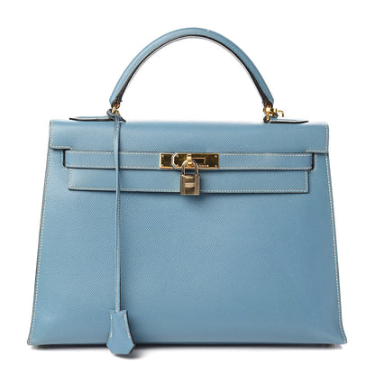 Hermes Epsom Kelly Sellier 32 Blue Jean 1 of 36