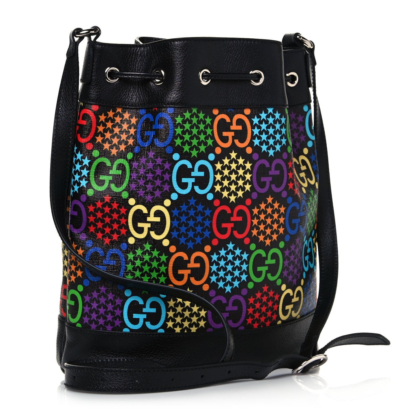 GG Supreme Monogram Psychedelic Bucket Bag Black