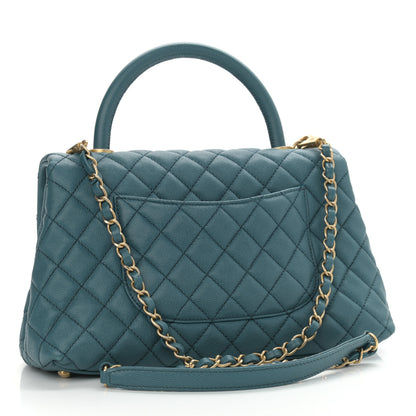 Chanel Caviar Quilted Small Coco Handle Flap Dark Turqouise 3 of 11