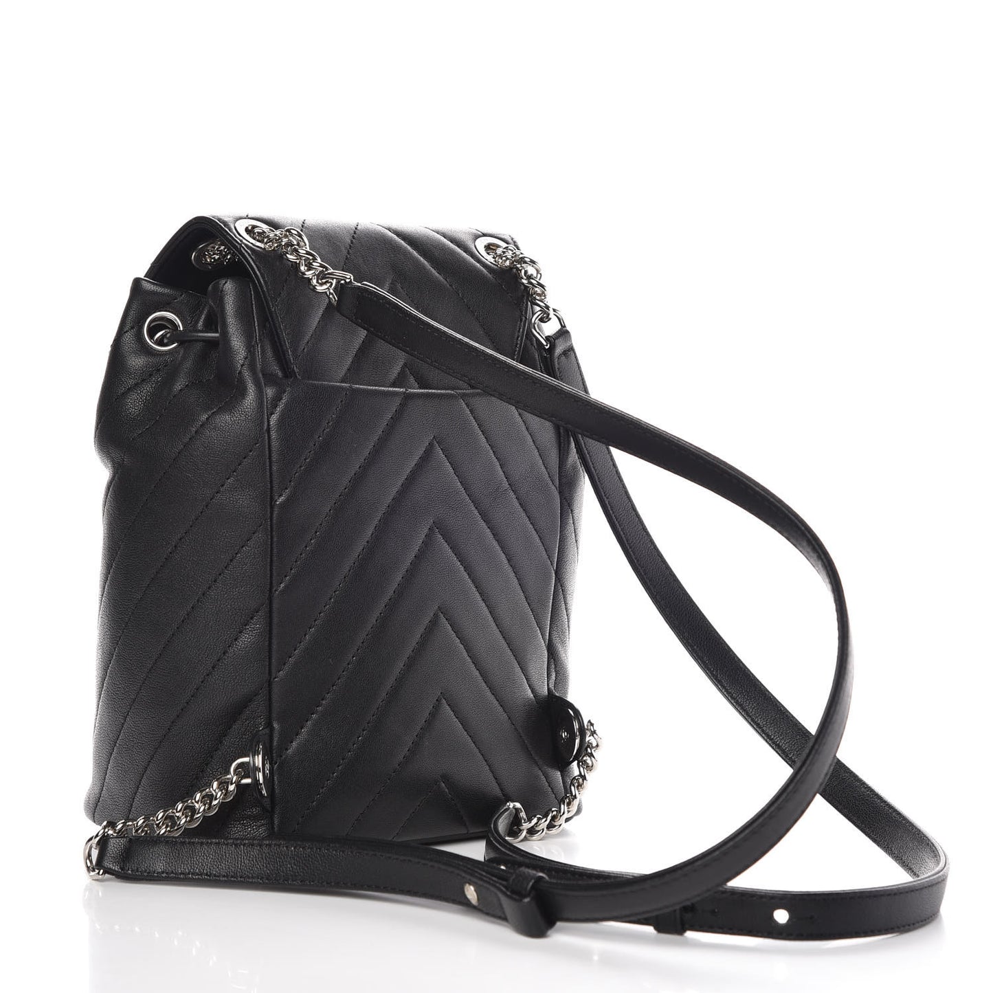 Calfskin Mini Coco Chevron Backpack Black