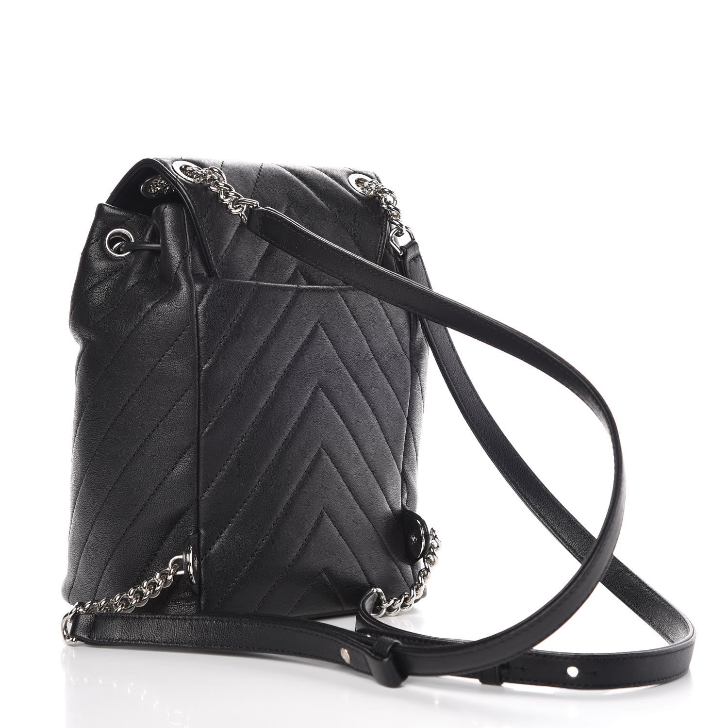 Chanel Calfskin Mini Coco Chevron Backpack Black 2 of 8