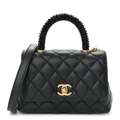 Chanel Calfskin Crystal Quilted Extra Mini Coco Handle Flap Black 1 of 10