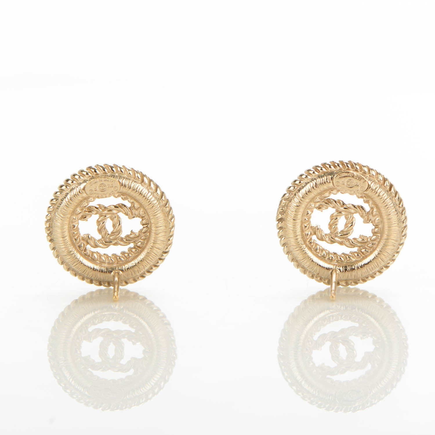 Chanel Twisted CC Earrings Light Gold 3 of 5