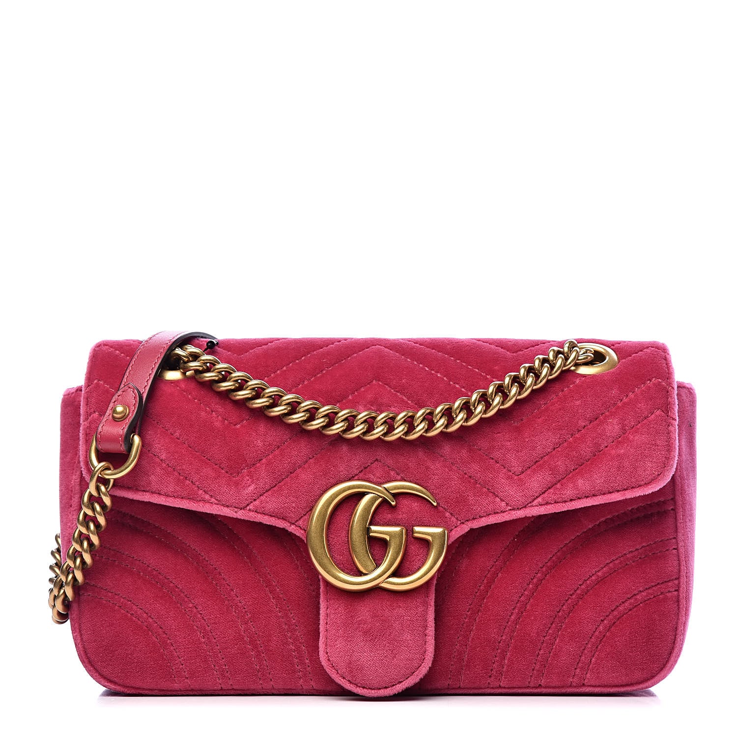 Gucci Velvet Matelasse Small GG Marmont Shoulder Bag Light Raspberry Rose 1 of 9