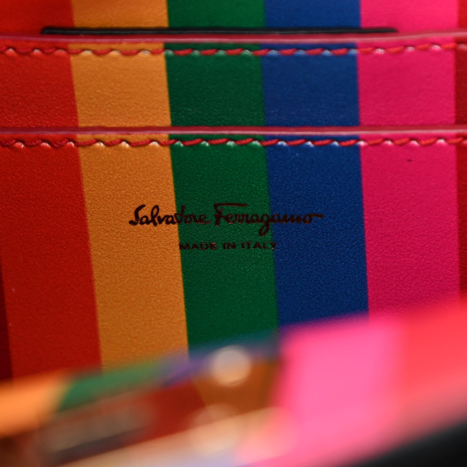 Salvatore Ferragamo Calfskin Rainbow Studio Box Bag Black 5 of 8