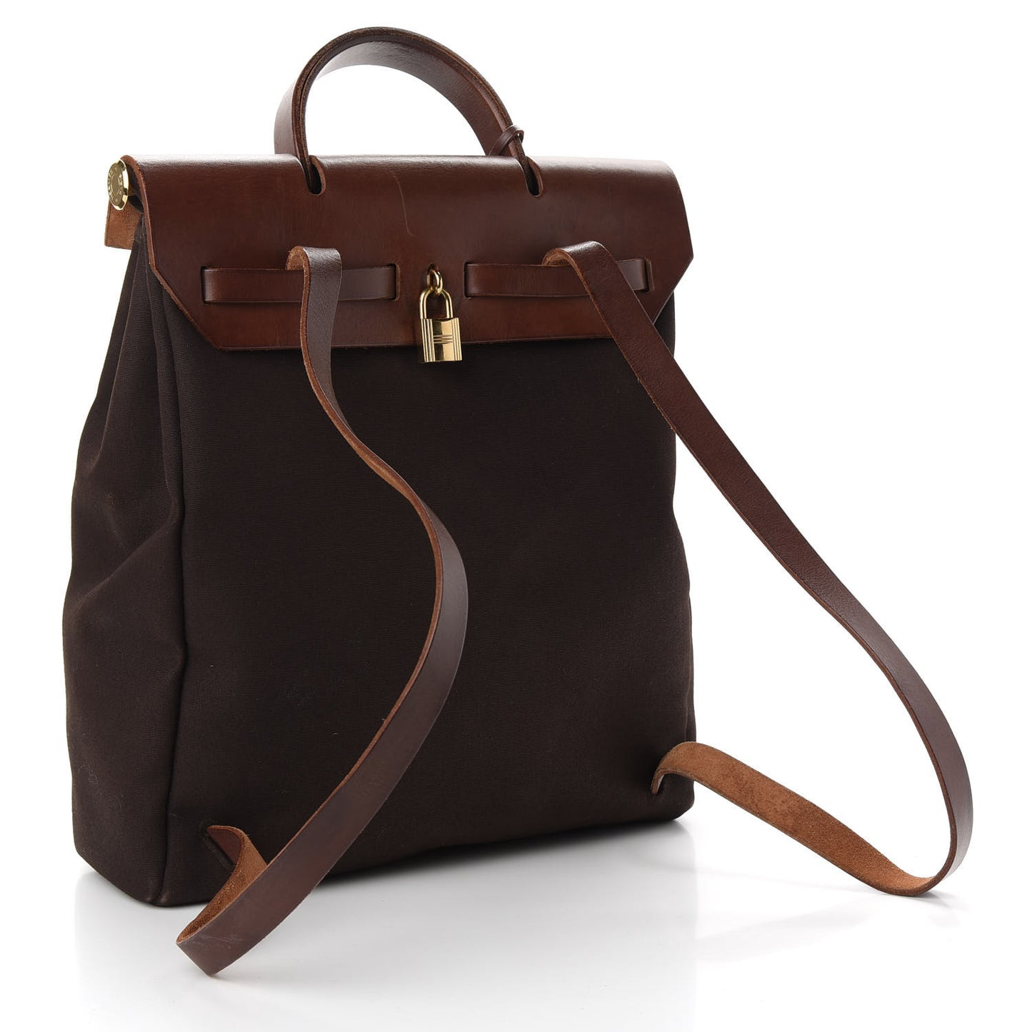 Toile Vache Calfskin Herbag 30 PM Backpack Havane