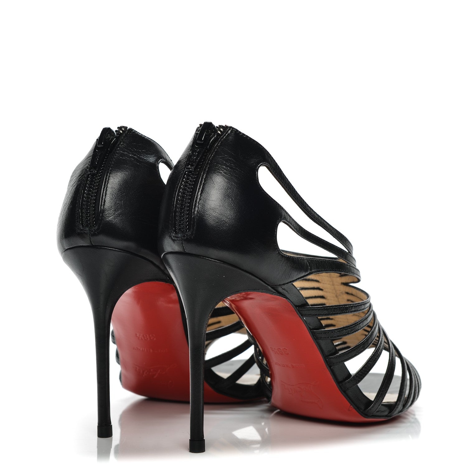 Christian Louboutin Kid Leather Multibrida 85 Cage Sandals 38.5 Black 4 of 7
