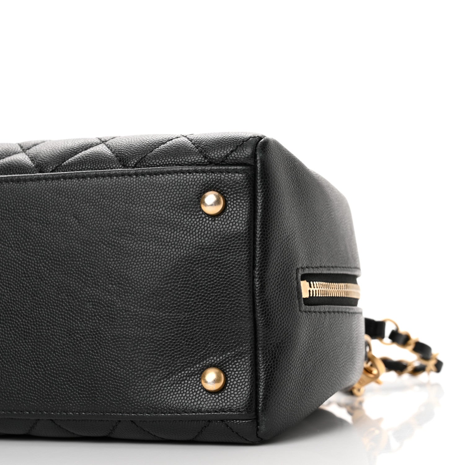 Chanel Caviar Lizard Quilted Coco Handle Bowler Black 10 of 12