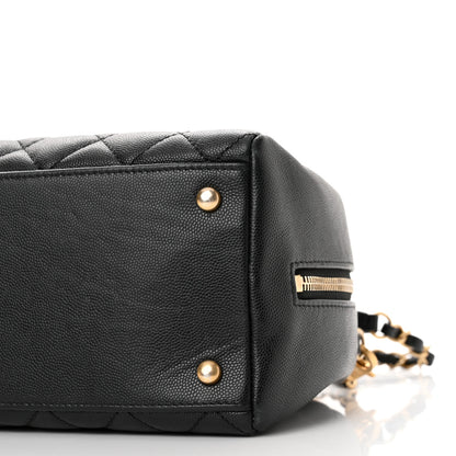 Chanel Caviar Lizard Quilted Coco Handle Bowler Black 10 of 12