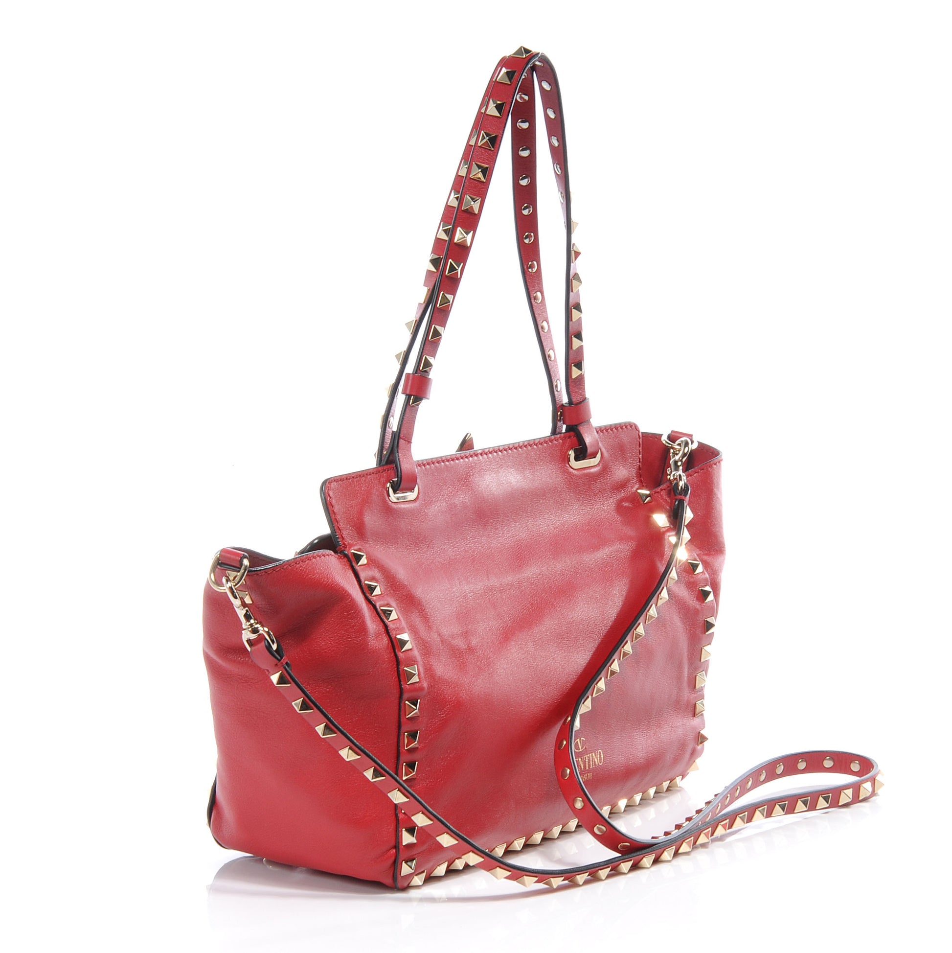 Valentino Garavani Vitello Small Rockstud Tote Rosso Valentino 3 of 8