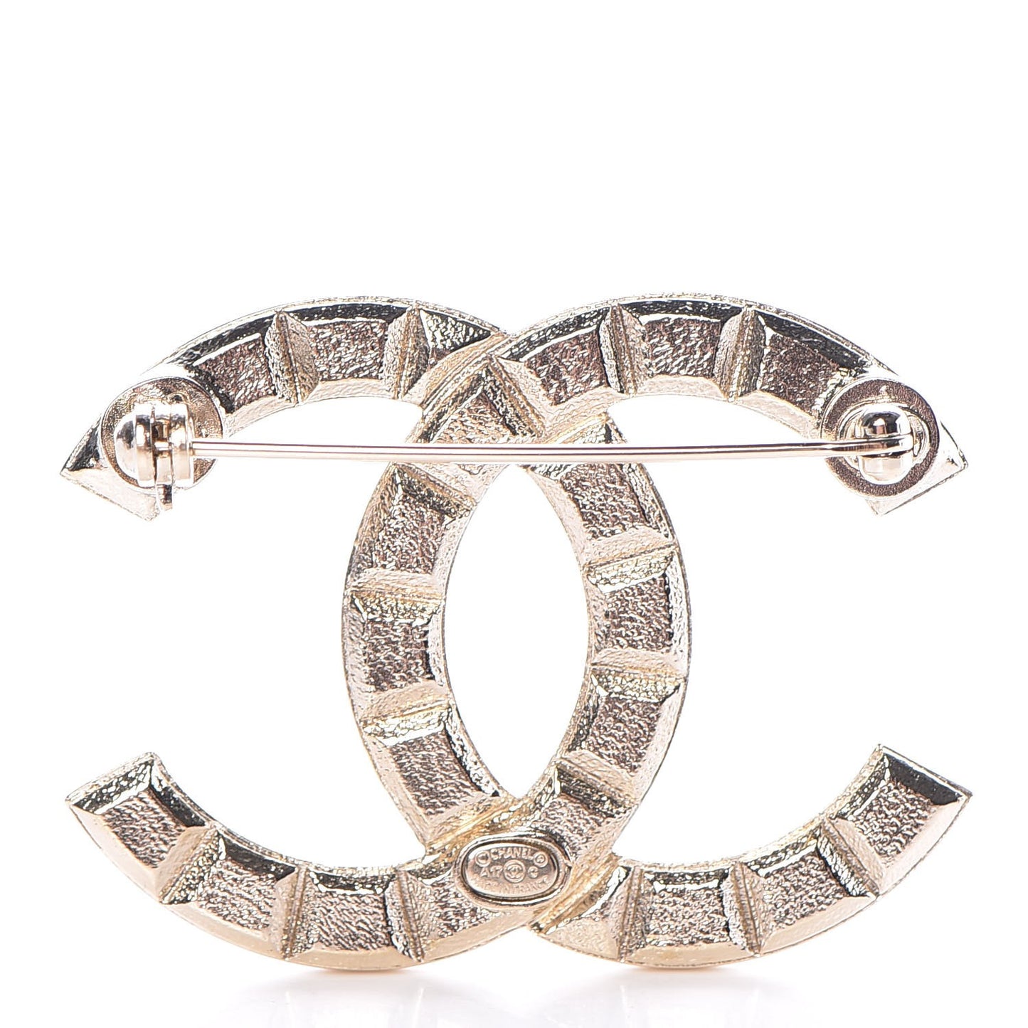 Studded CC Pin Brooch Gold