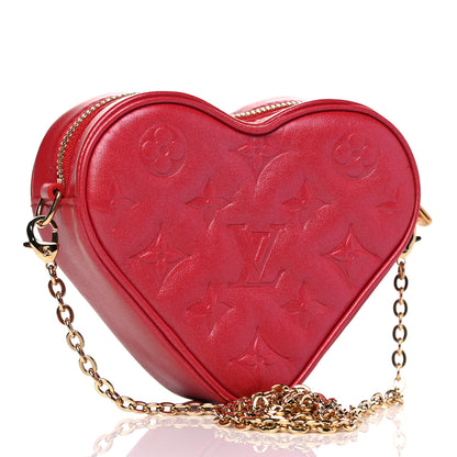 Louis Vuitton Lambskin Embossed Monogram Fall In Love Sac Coeur Heart Chain Bag Lipstick Red 2 of 4