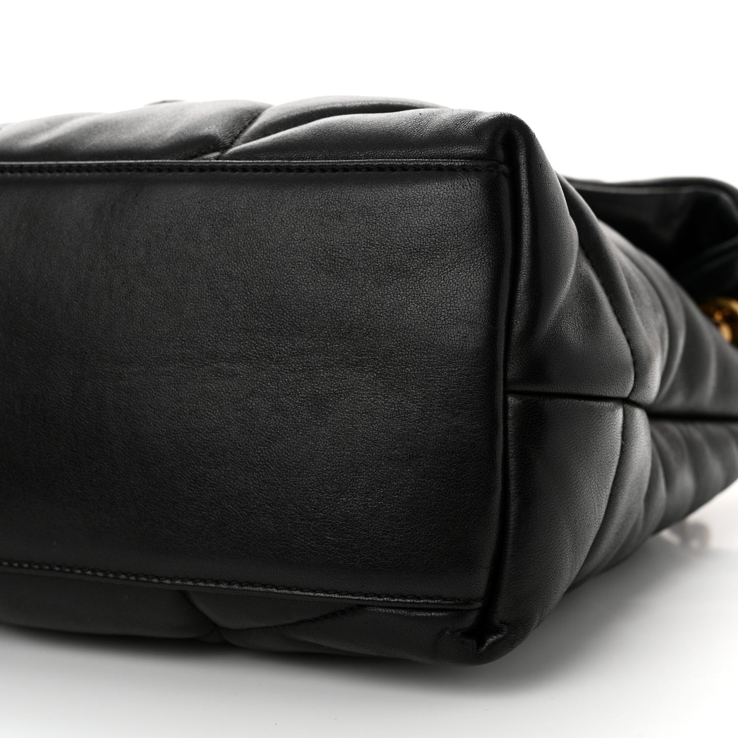 Lambskin Quilted Medium Loulou Puffer Monogram Chain Satchel Black