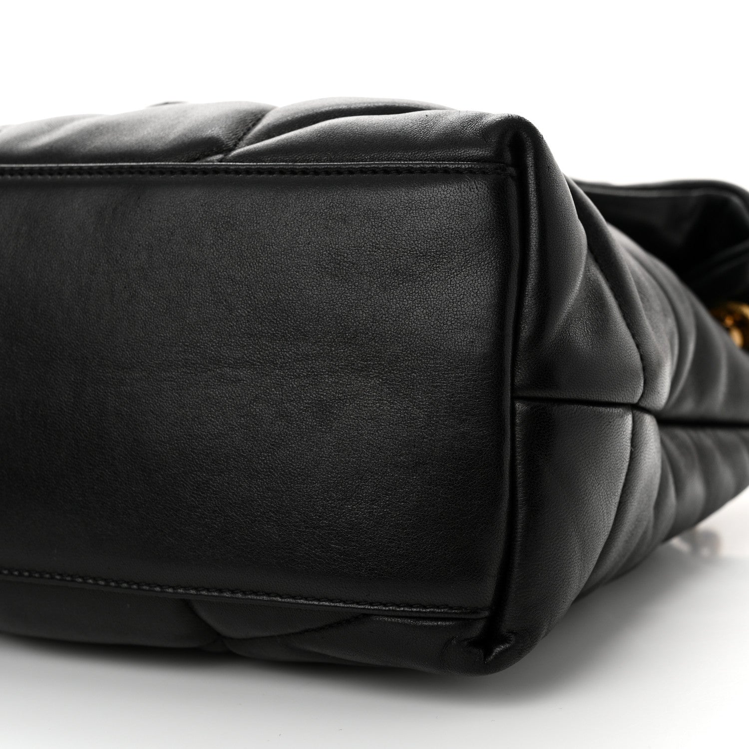 Saint Laurent Lambskin Quilted Medium Loulou Puffer Monogram Chain Satchel Black 10 of 10