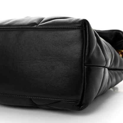 Saint Laurent Lambskin Quilted Medium Loulou Puffer Monogram Chain Satchel Black 10 of 10
