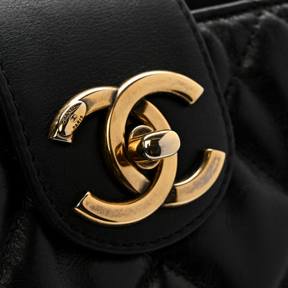 Chanel Glazed Calfskin Quilted Gold Bar Tote Black 13 of 13