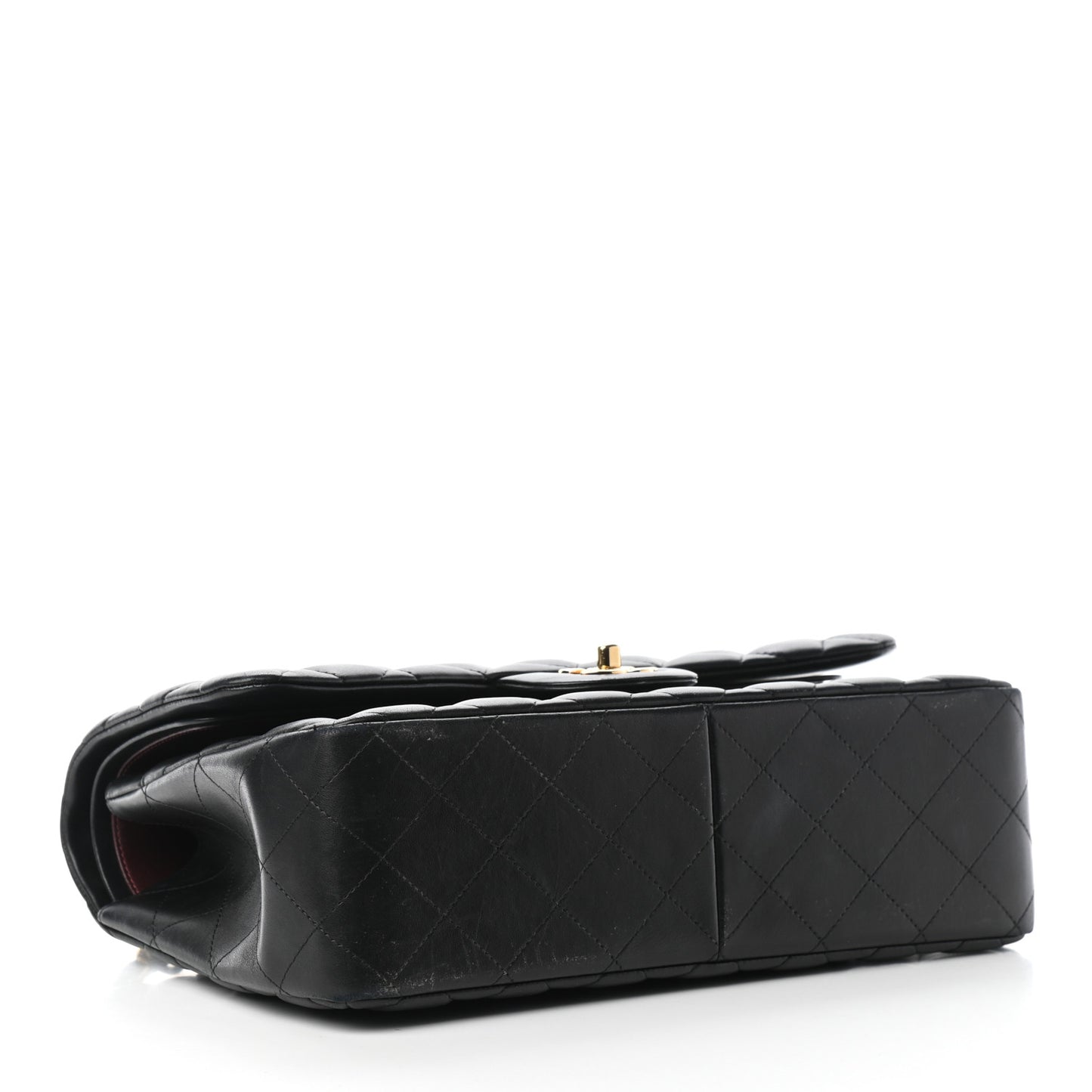Lambskin Quilted Jumbo Double Flap Black
