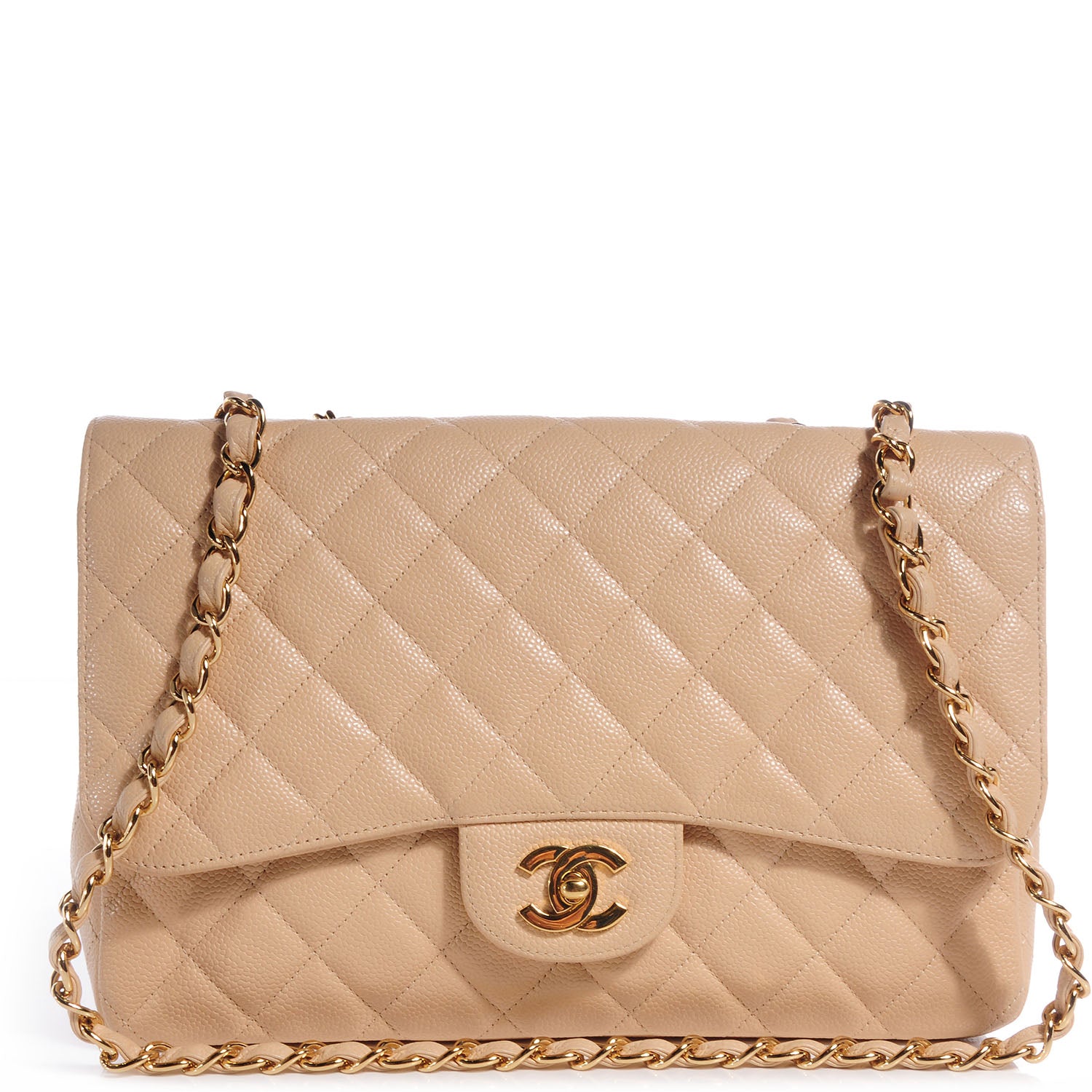 Chanel Caviar Jumbo Single Flap Beige Clair 1 of 9