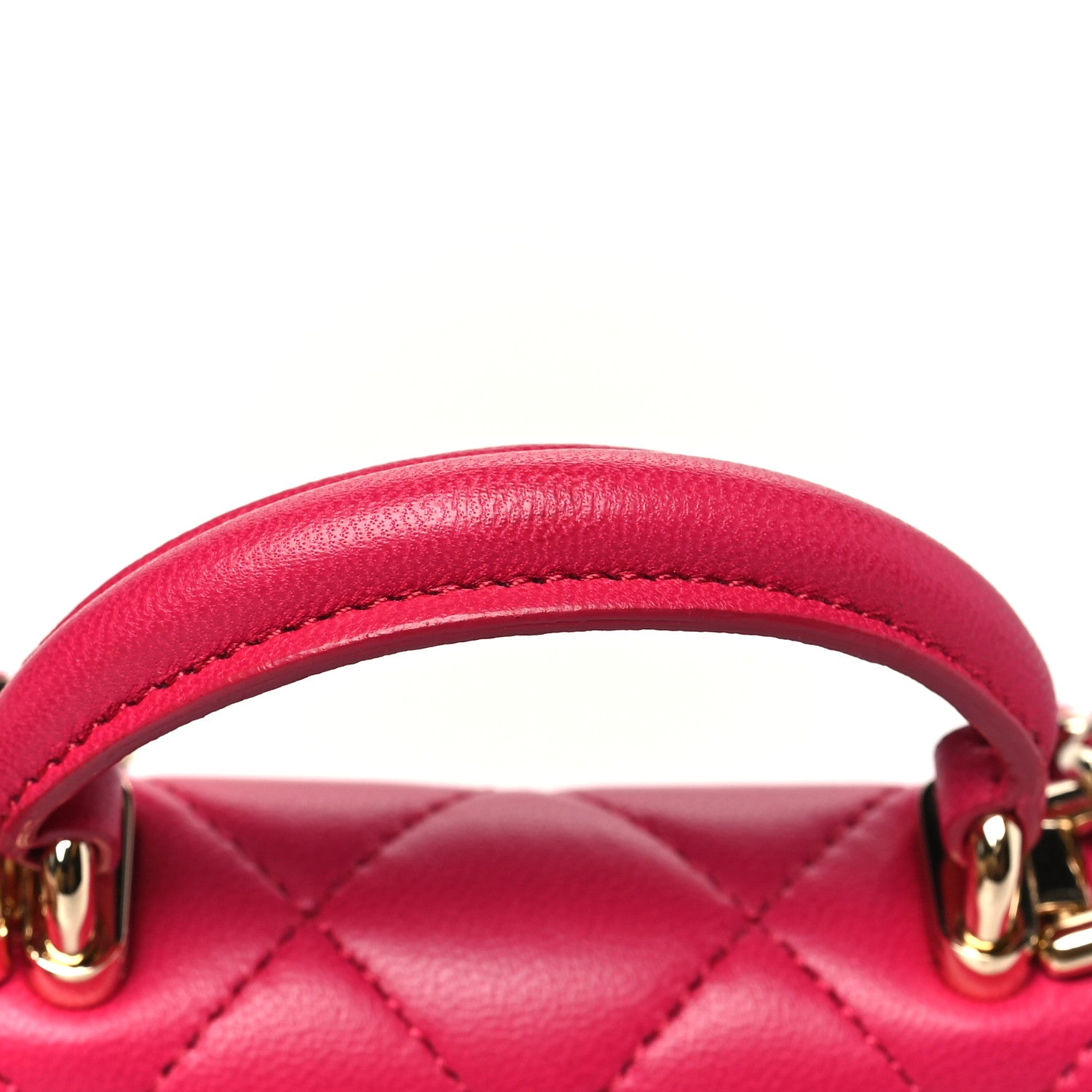Chanel Lambskin Quilted Top Handle Flap Coin Purse With Chain Dark Pink 12 of 12